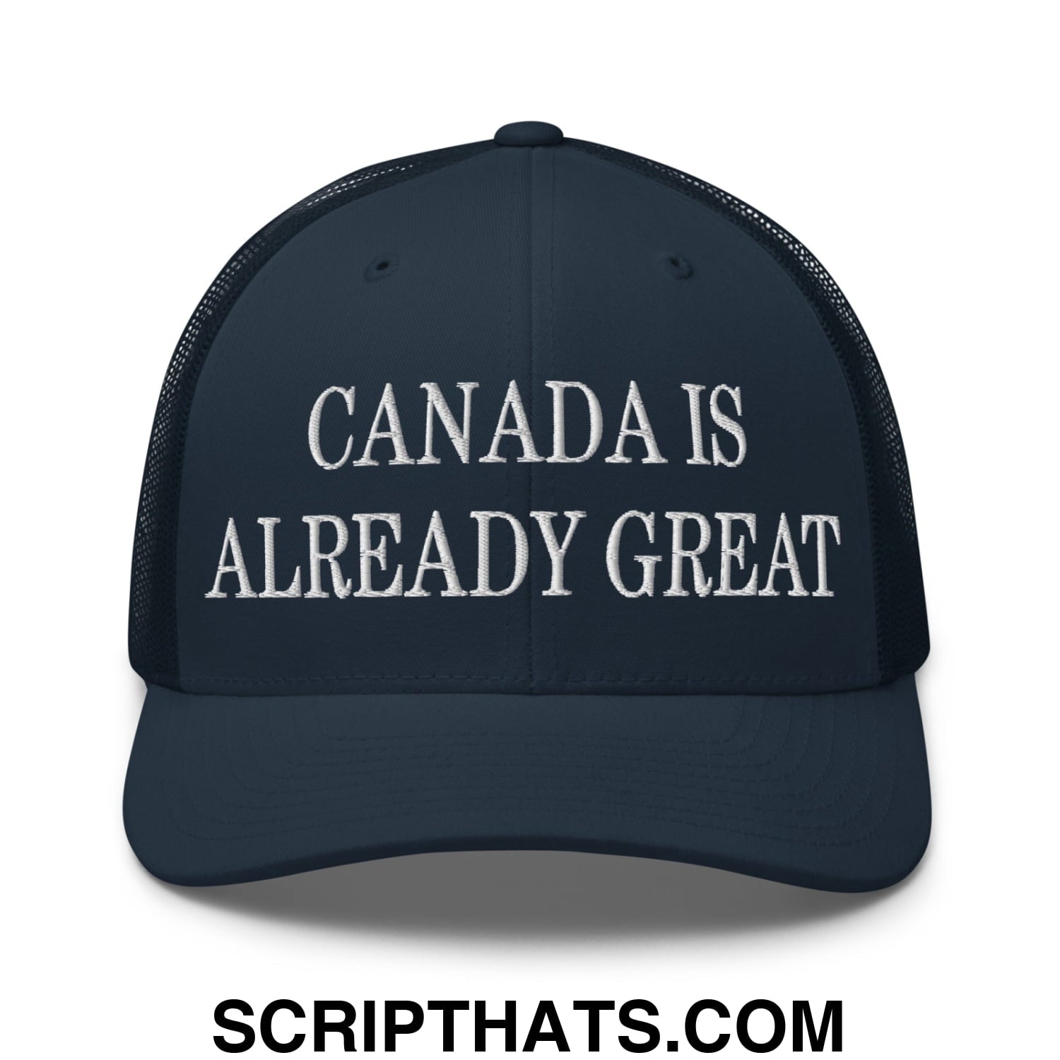 Canada is Already Great Embroidered Classic Mesh Trucker Hat Navy