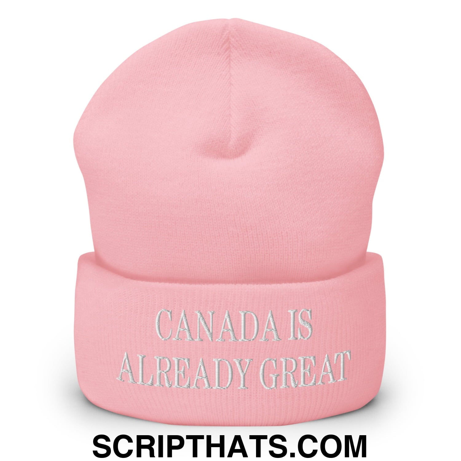 Canada is Already Great Embroidered Cuffed Beanie Baby Pink