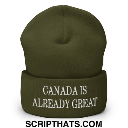 Canada is Already Great Embroidered Cuffed Beanie Olive