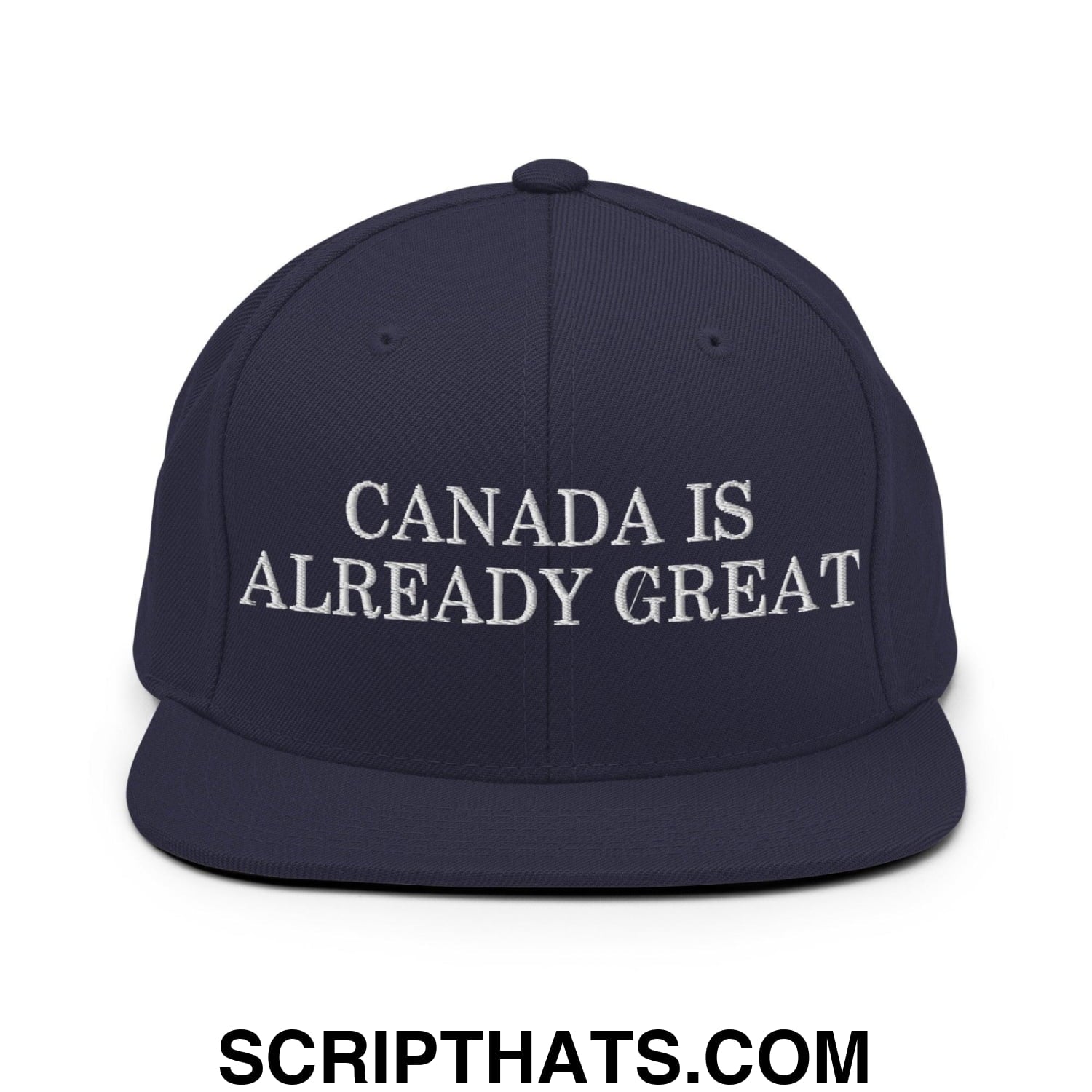 Canada is Already Great Embroidered Flat Bill Brim Snapback Hat Navy