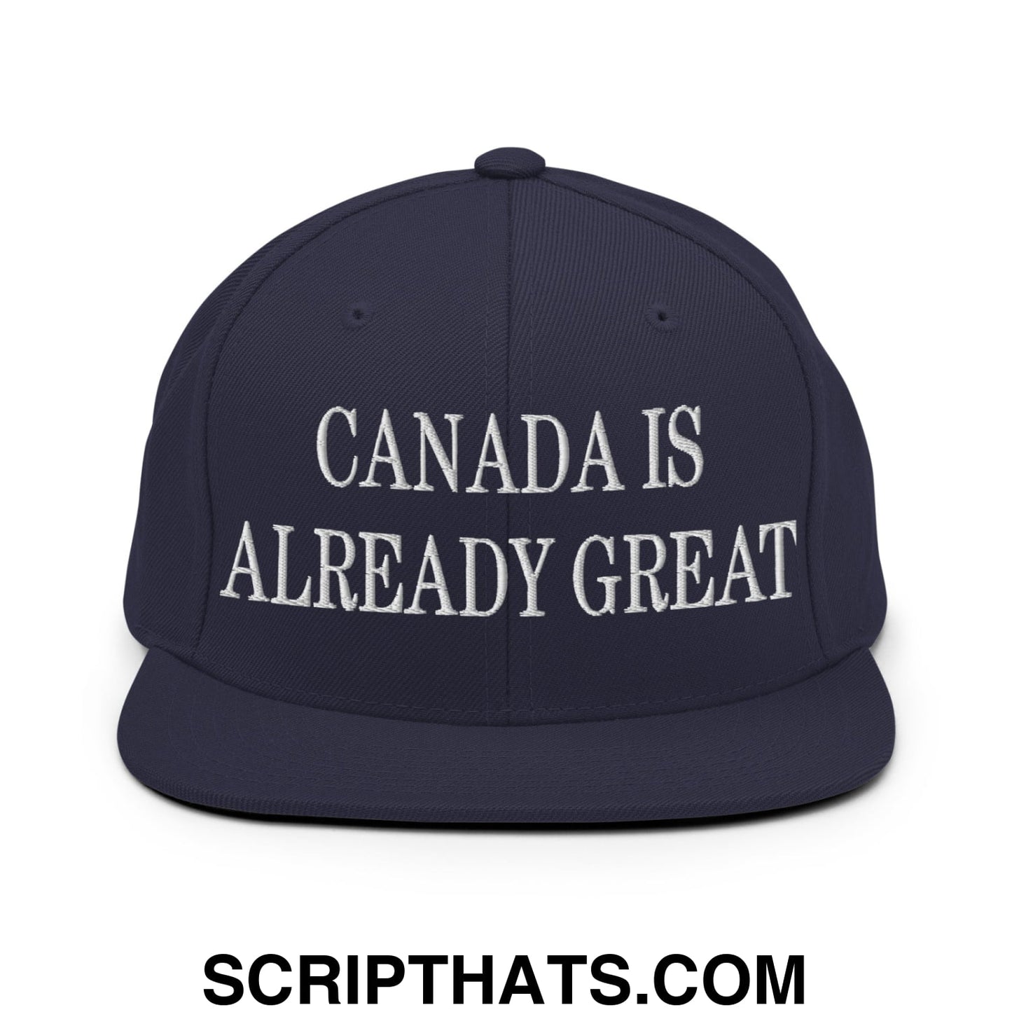 Canada is Already Great Embroidered Flat Bill Snapback Hat Navy