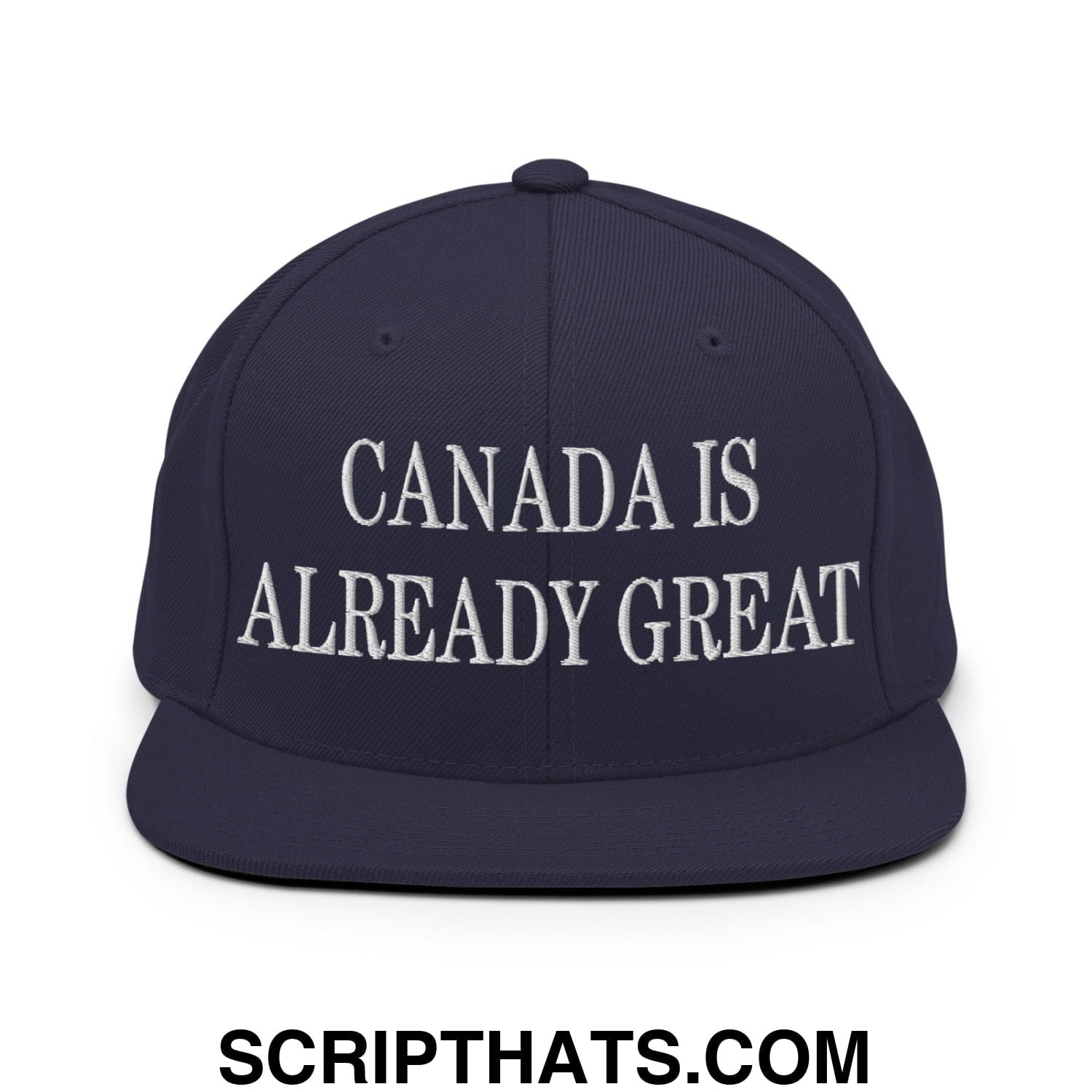 Canada is Already Great Embroidered Flat Bill Snapback Hat Navy