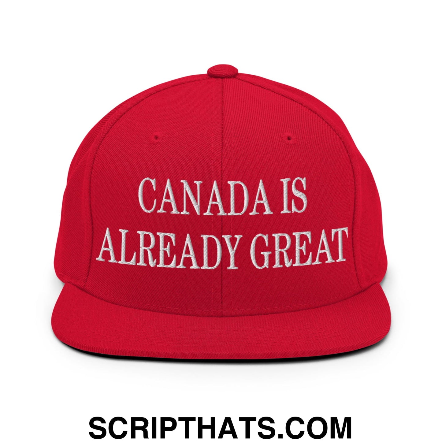 Canada is Already Great Embroidered Flat Bill Snapback Hat Red