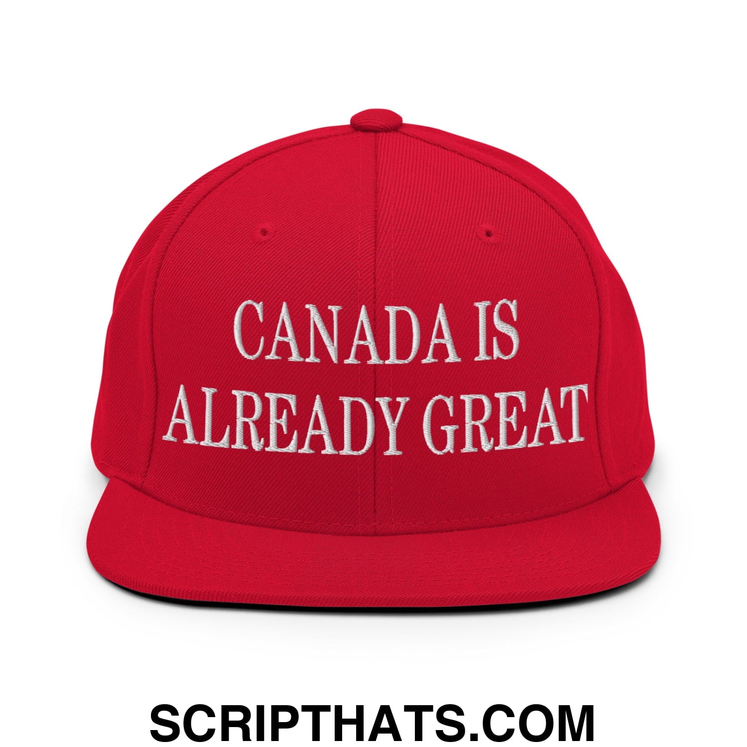 Canada is Already Great Embroidered Flat Bill Snapback Hat Red