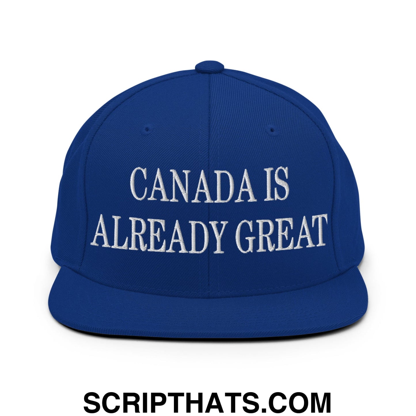 Canada is Already Great Embroidered Flat Bill Snapback Hat Royal Blue