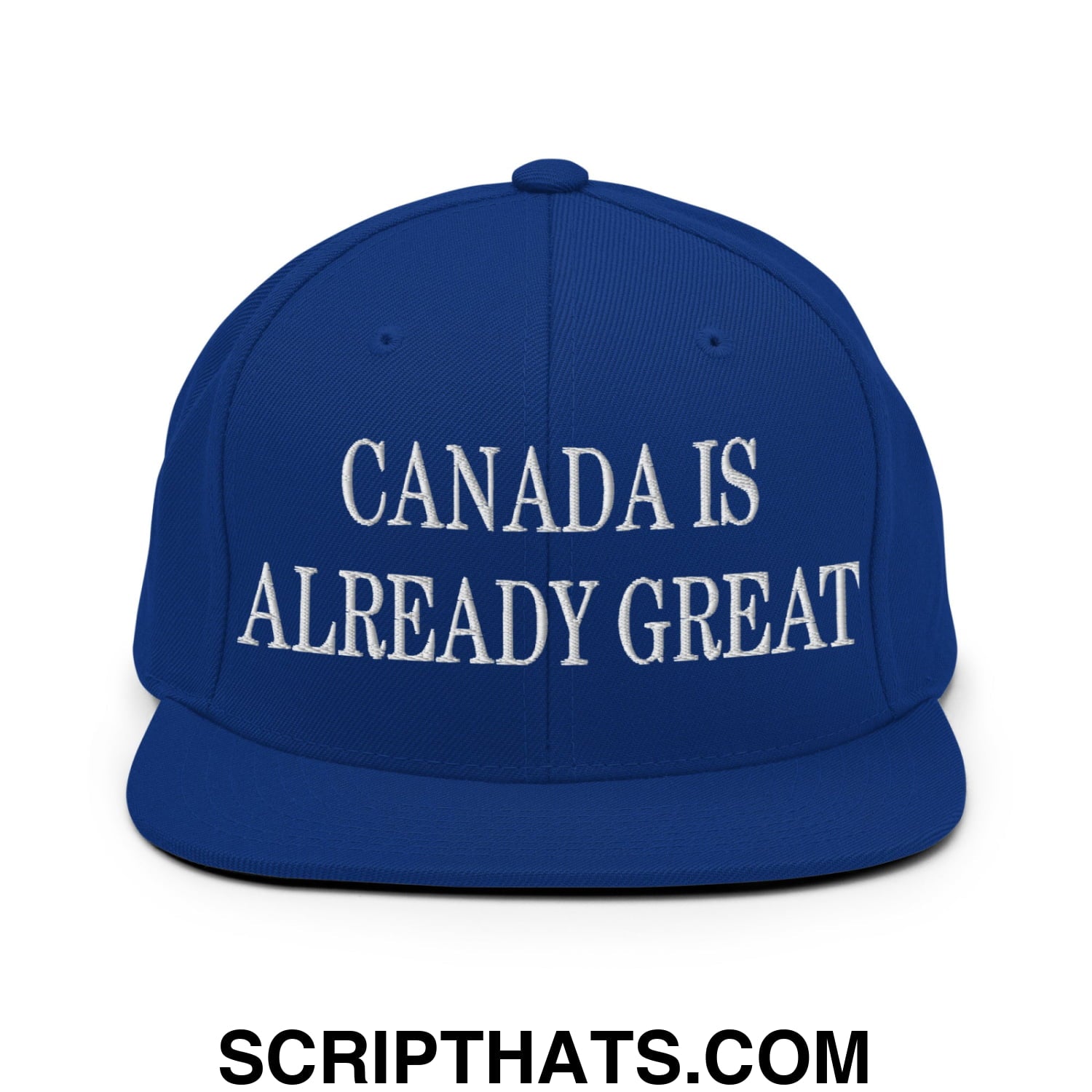 Canada is Already Great Embroidered Flat Bill Snapback Hat Royal Blue