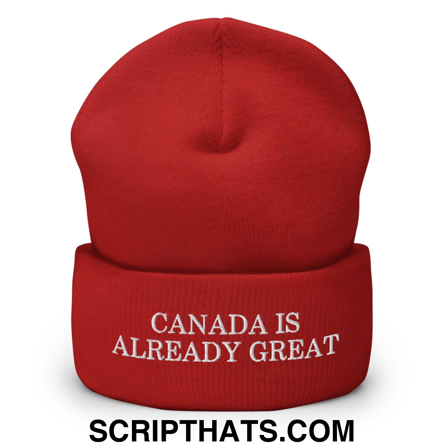 Canada is Already Great Embroidered Knit Cuffed Beanie Red