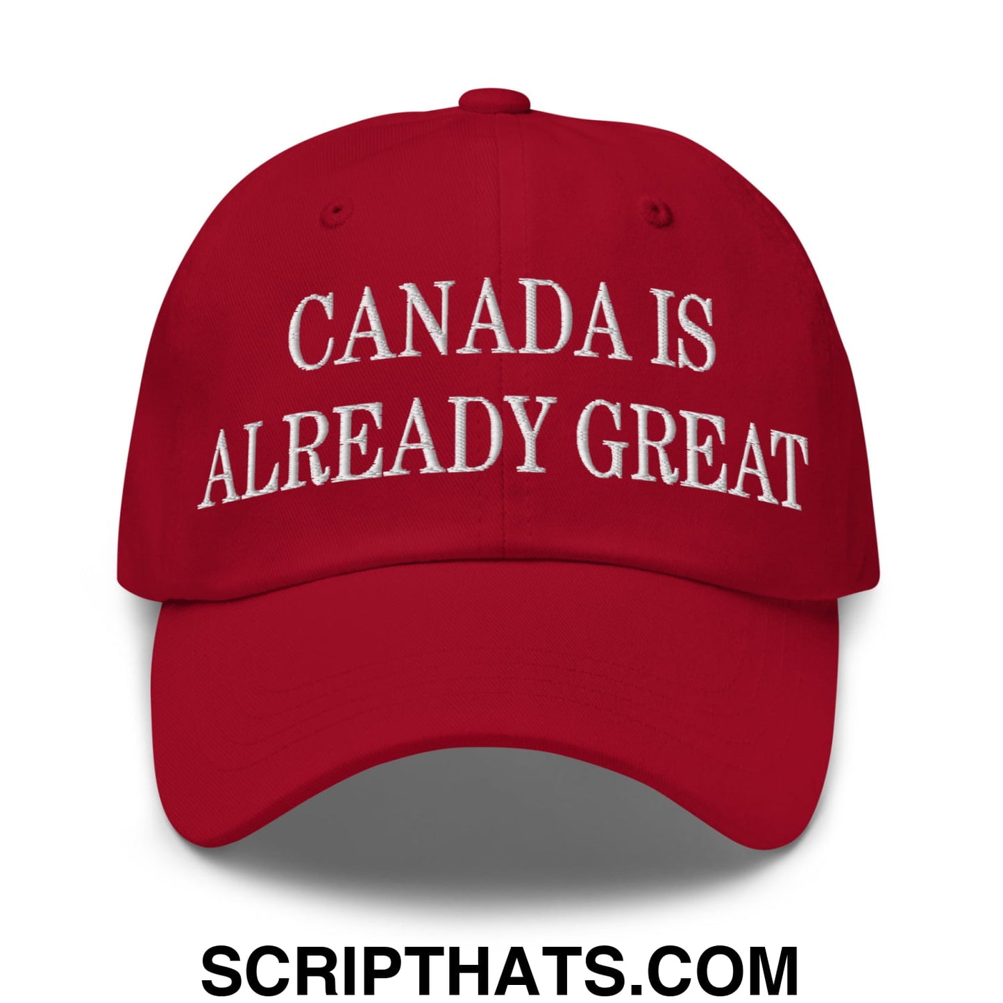 Canada is Already Great Embroidered Unstructured Cotton Dad Hat Cranberry