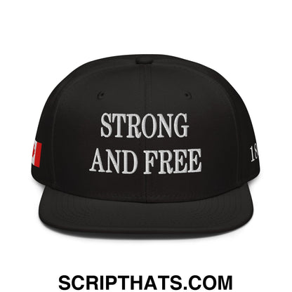 Canada Strong and Free 1867 Flag Embroidered Flat Bill Brim Snapback Hat Red Black Black