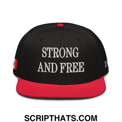 Canada Strong and Free 1867 Flag Embroidered Flat Bill Brim Snapback Hat Red Black Black