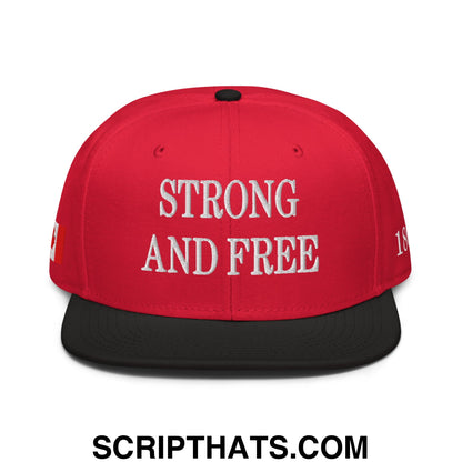 Canada Strong and Free 1867 Flag Embroidered Flat Bill Brim Snapback Hat Black Red Red