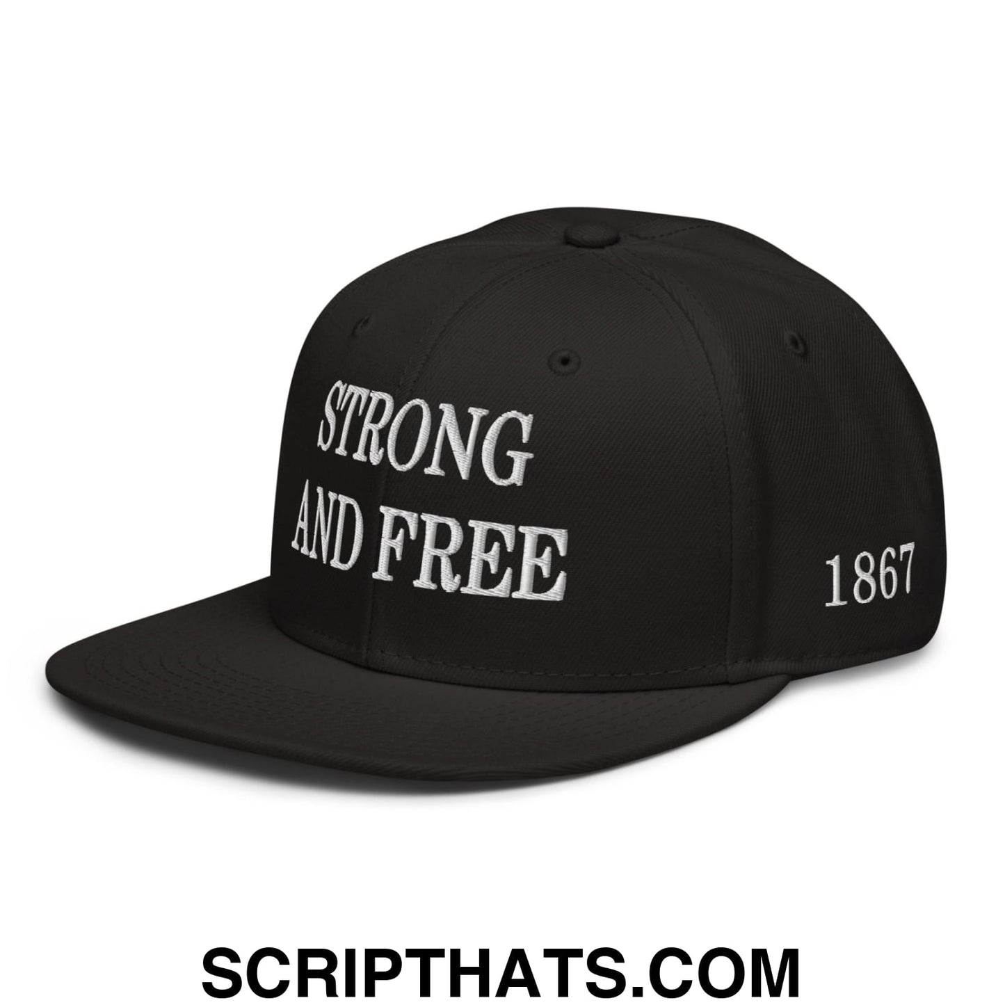 Canada Strong and Free 1867 Flag Embroidered Flat Bill Brim Snapback Hat Red Black Black