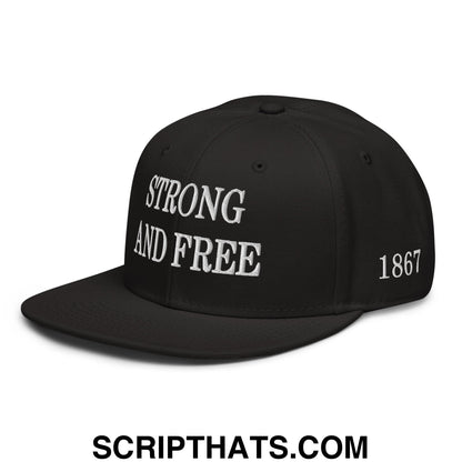 Canada Strong and Free 1867 Flag Embroidered Flat Bill Brim Snapback Hat Red Black Black