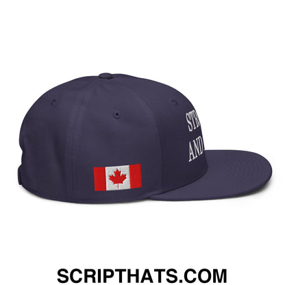 Canada Strong and Free 1867 Flag Embroidered Flat Bill Brim Snapback Hat Navy blue