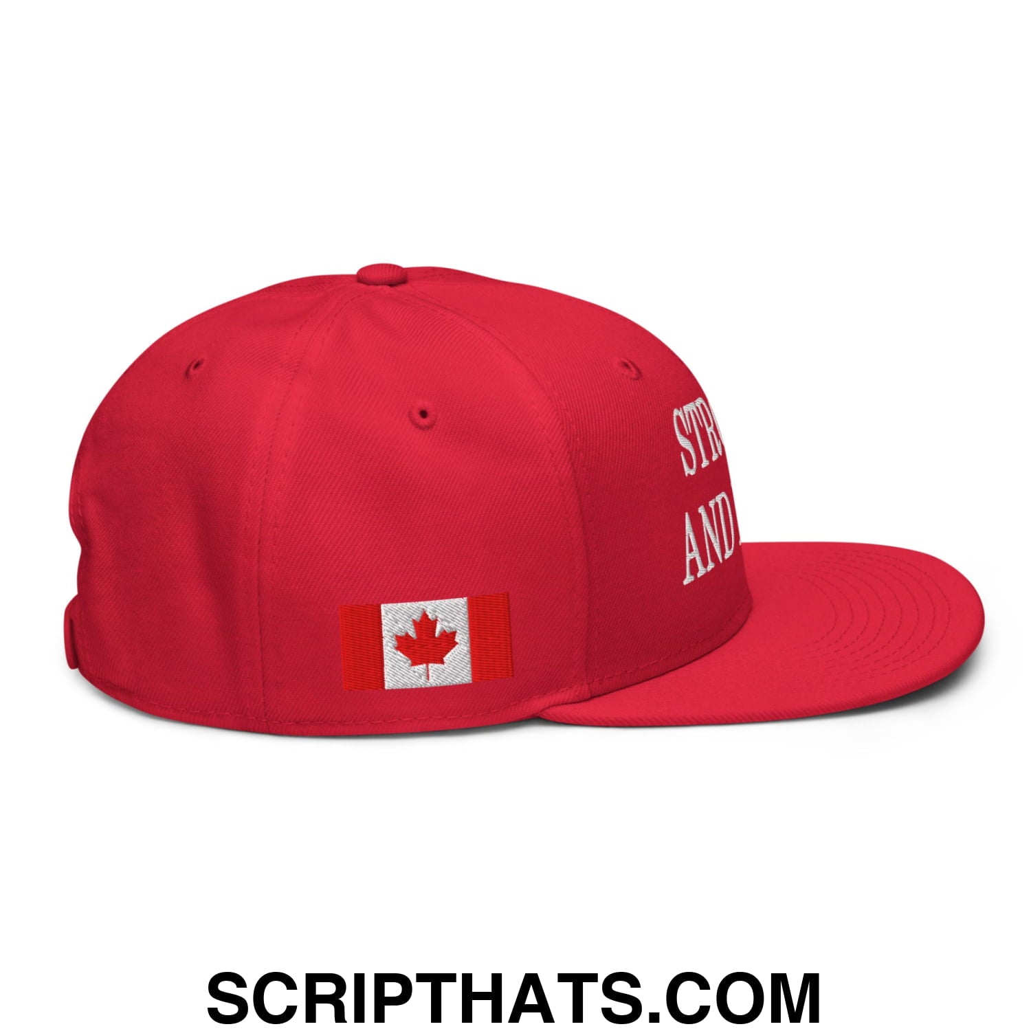 Canada Strong and Free 1867 Flag Embroidered Flat Bill Brim Snapback Hat Red