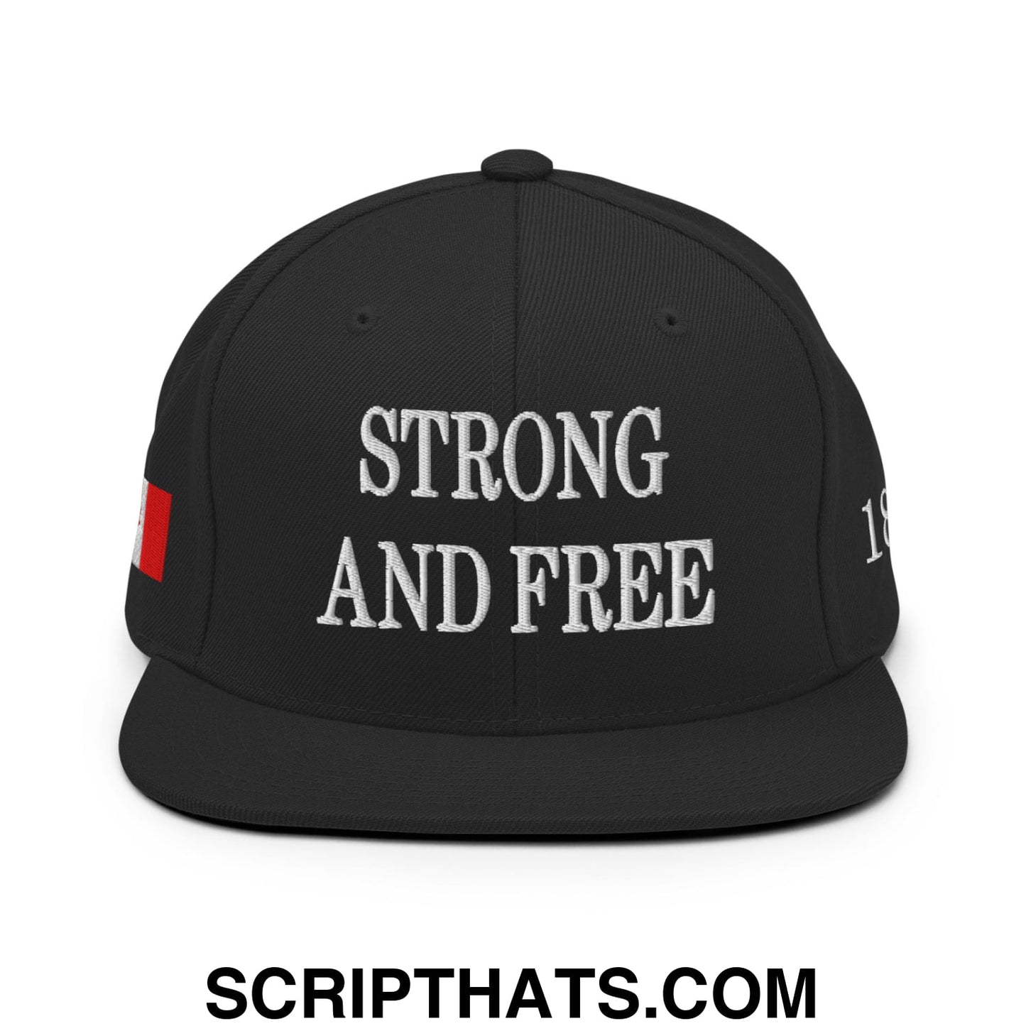 Canada Strong and Free 1867 Flag Embroidered Flat Brim Bill Snapback Hat Black