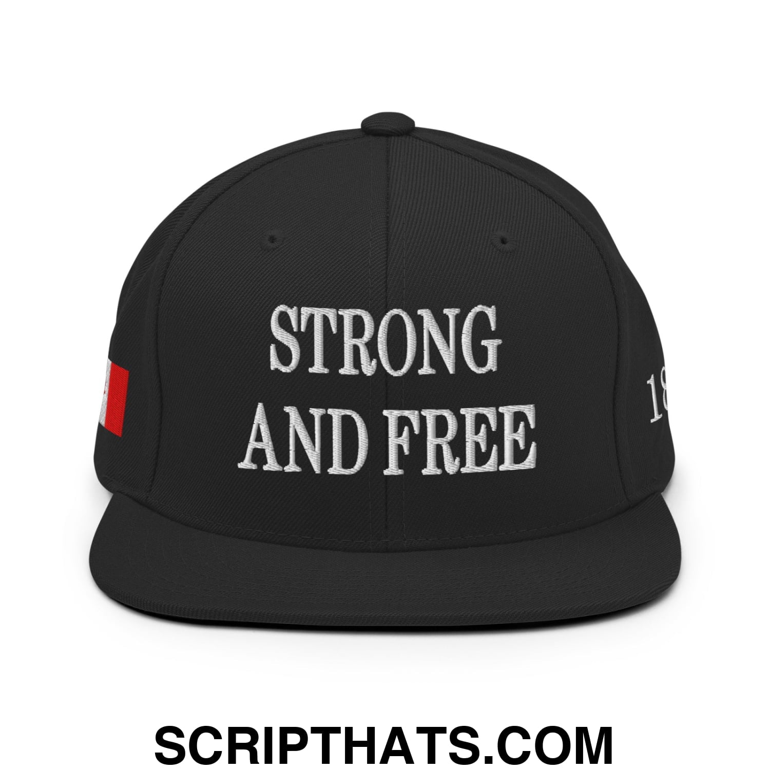 Canada Strong and Free 1867 Flag Embroidered Flat Brim Bill Snapback Hat Black