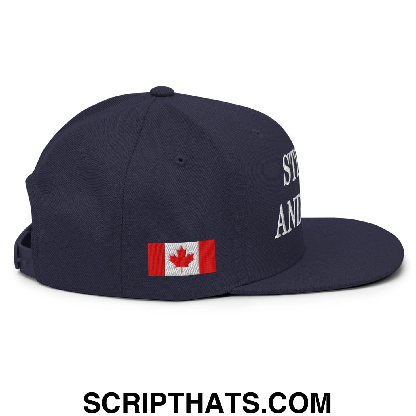 Canada Strong and Free 1867 Flag Embroidered Flat Brim Bill Snapback Hat Navy
