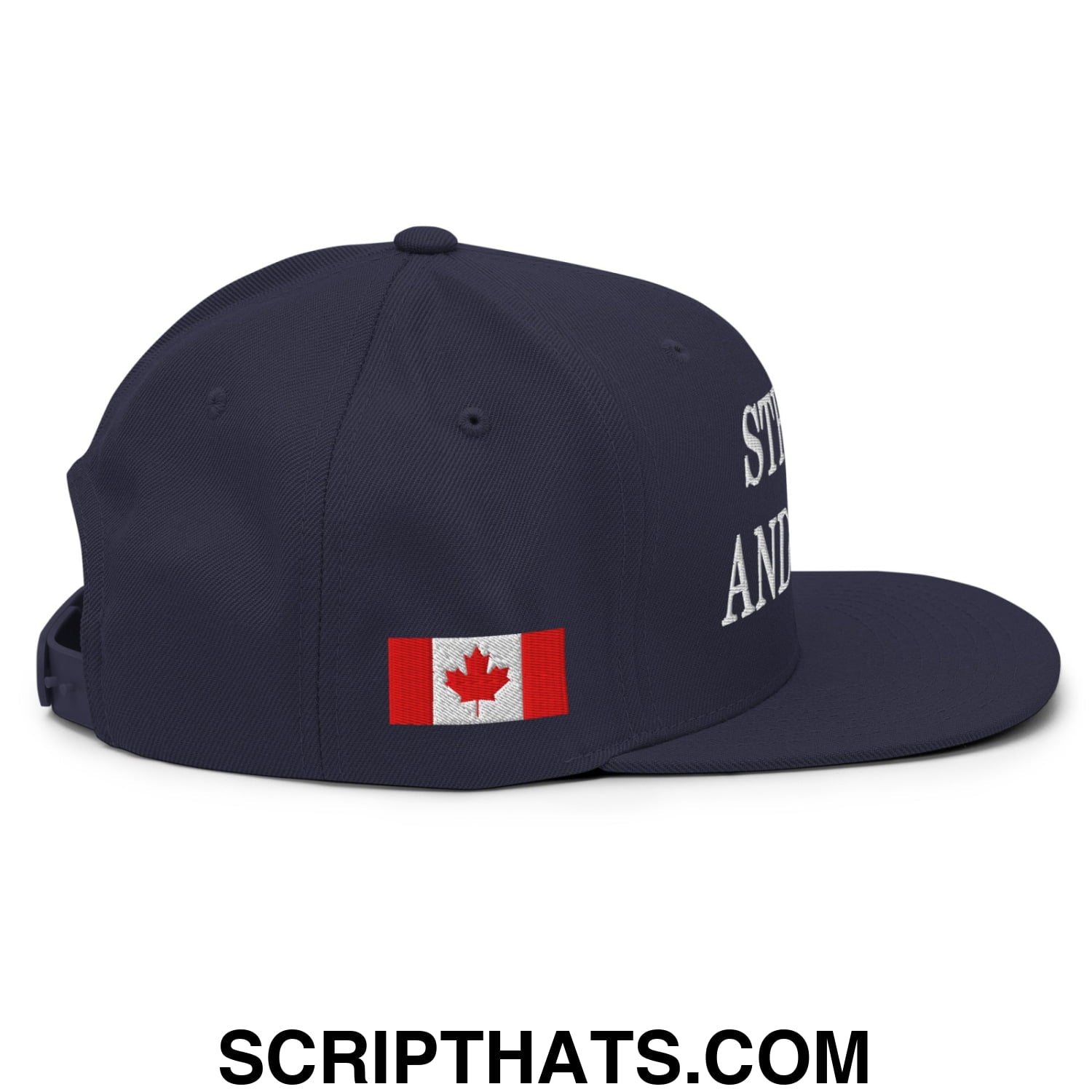 Canada Strong and Free 1867 Flag Embroidered Flat Brim Bill Snapback Hat Navy