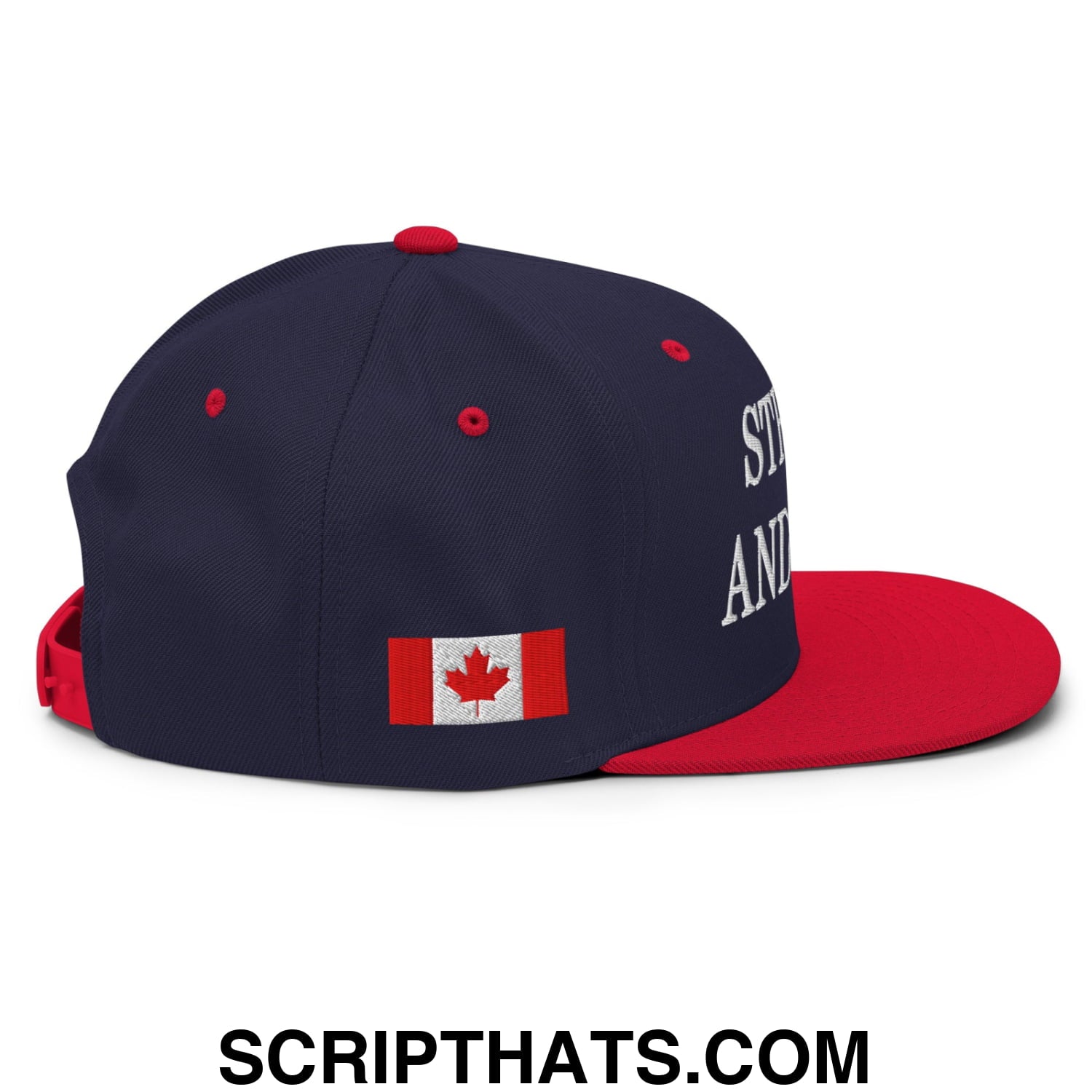 Canada Strong and Free 1867 Flag Embroidered Flat Brim Bill Snapback Hat Navy Red