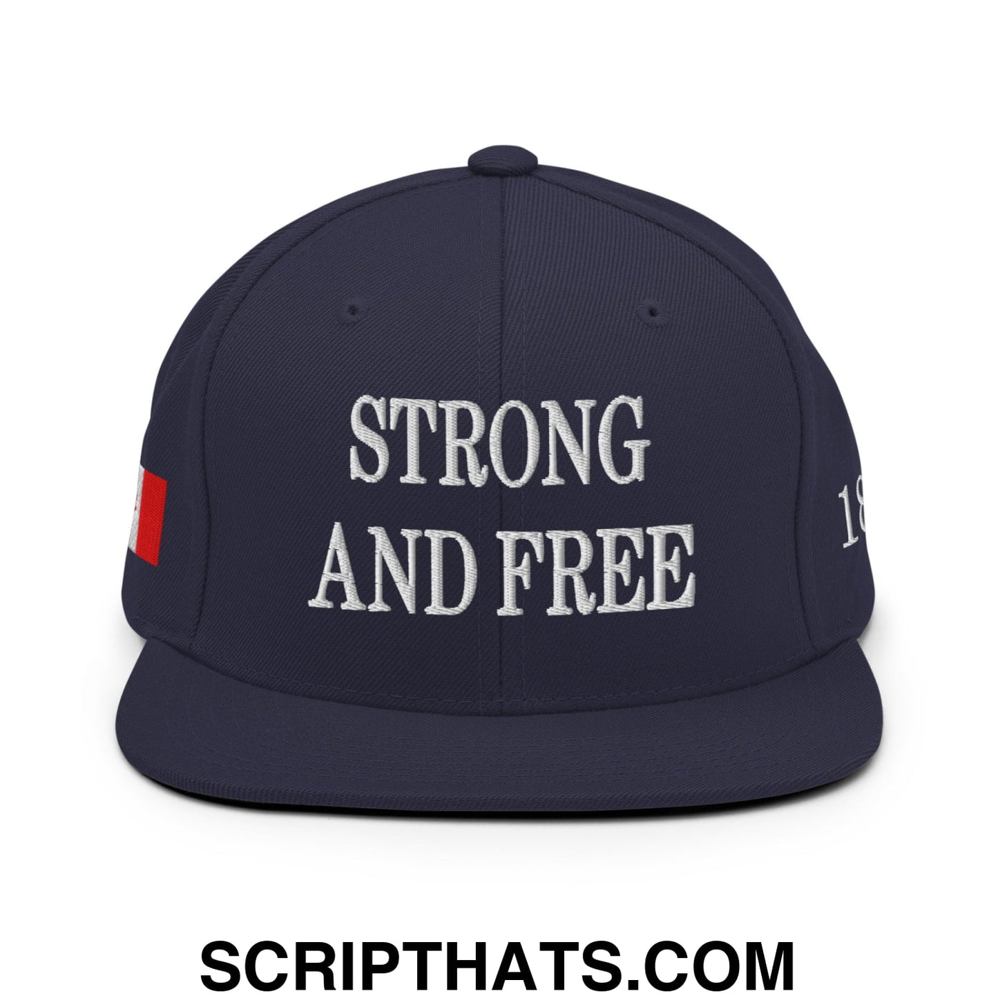 Canada Strong and Free 1867 Flag Embroidered Flat Brim Bill Snapback Hat Navy