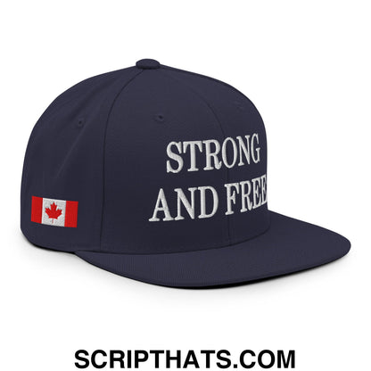 Canada Strong and Free 1867 Flag Embroidered Flat Brim Bill Snapback Hat Navy