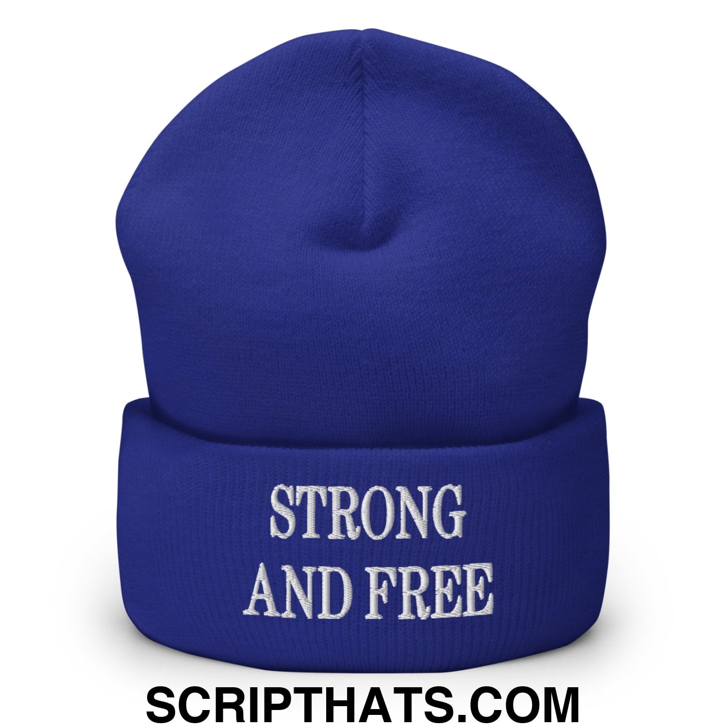 Canada Strong and Free Embroidered Cuffed Knit Beanie Royal