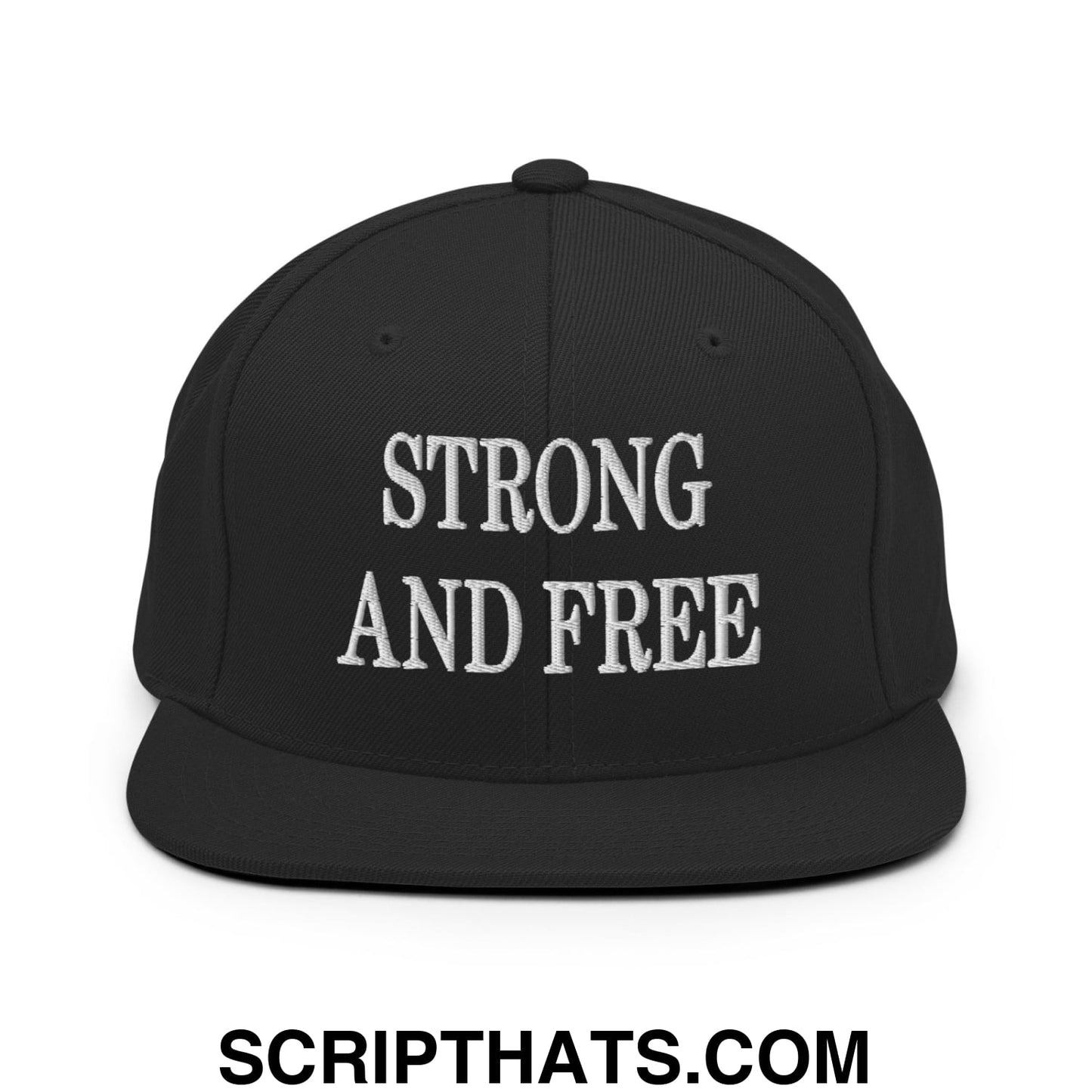 Canada Strong and Free Embroidered Flat Brim Bill Snapback Hat Black