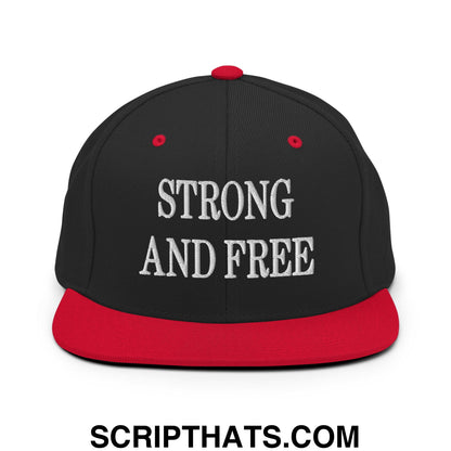 Canada Strong and Free Embroidered Flat Brim Bill Snapback Hat Black Red