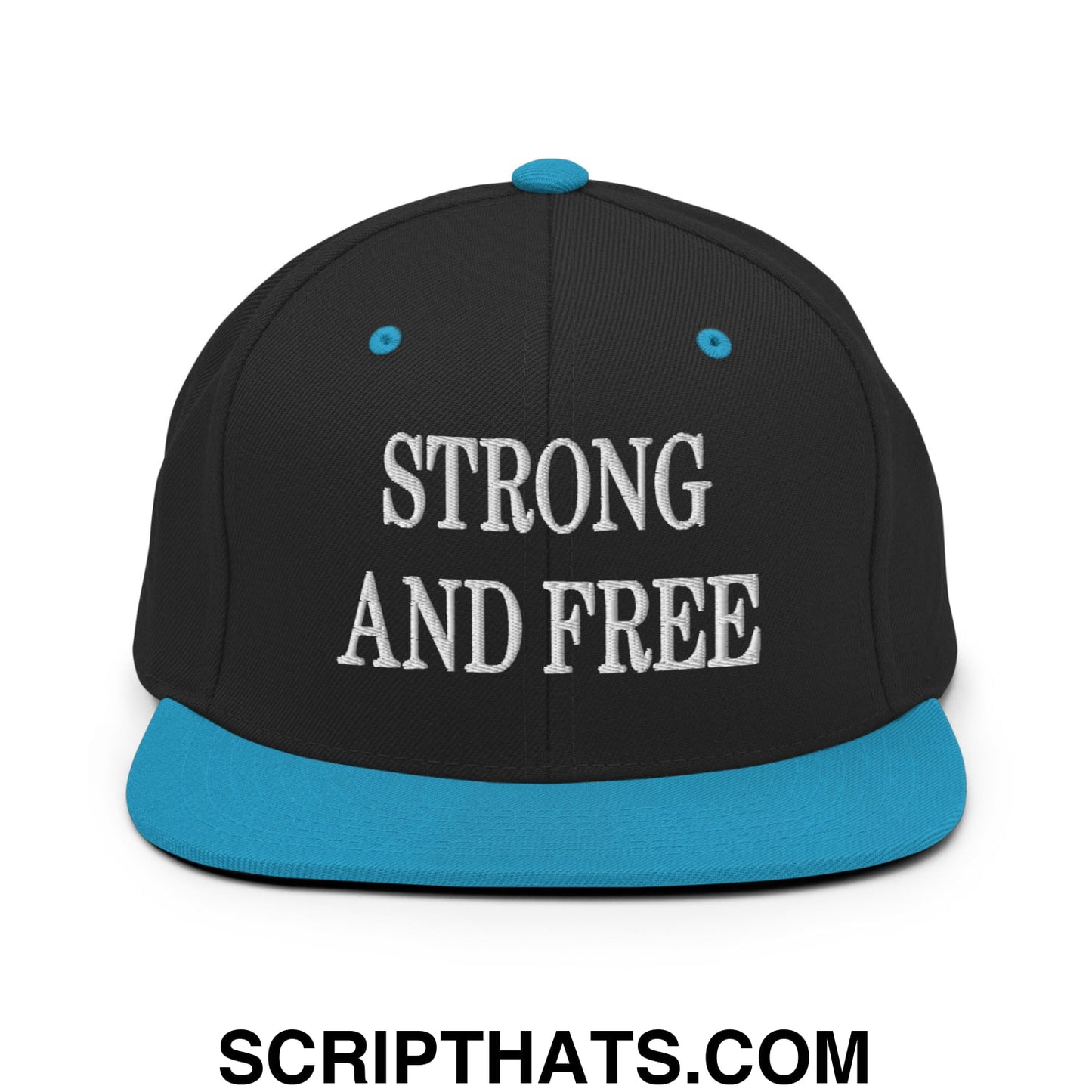 Canada Strong and Free Embroidered Flat Brim Bill Snapback Hat Black Teal