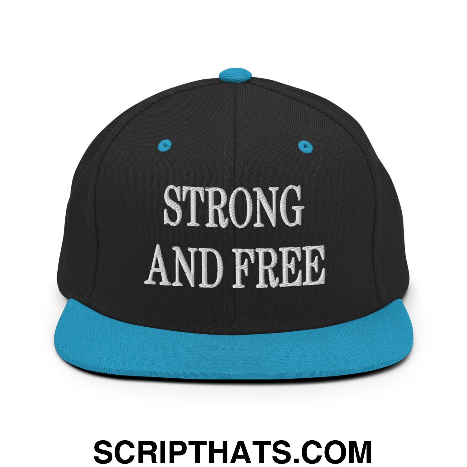 Canada Strong and Free Embroidered Flat Brim Bill Snapback Hat Black Teal