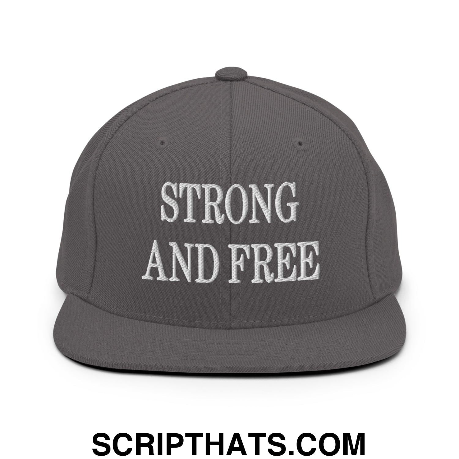 Canada Strong and Free Embroidered Flat Brim Bill Snapback Hat Dark Grey