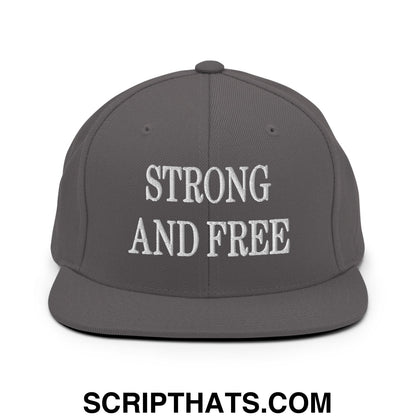 Canada Strong and Free Embroidered Flat Brim Bill Snapback Hat Dark Grey