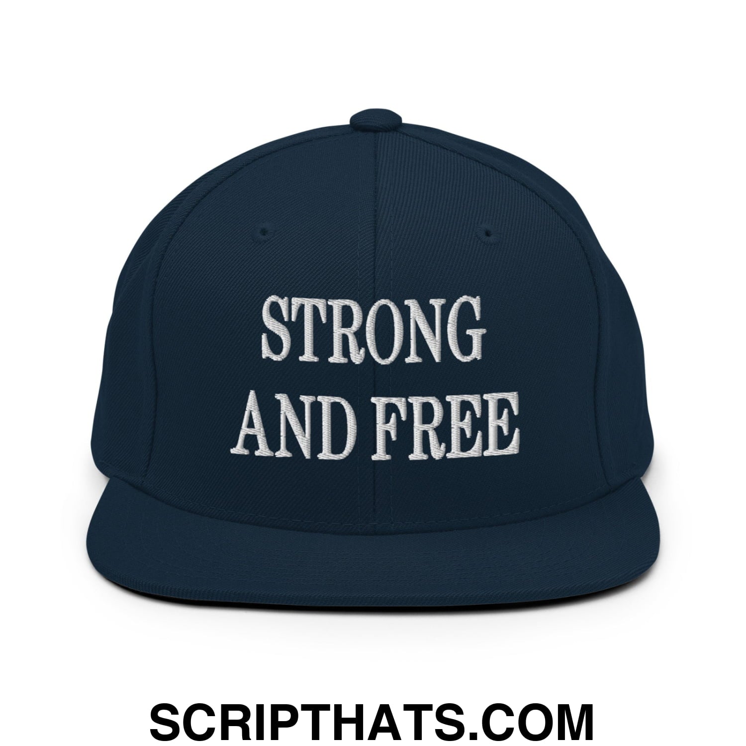 Canada Strong and Free Embroidered Flat Brim Bill Snapback Hat Dark Navy