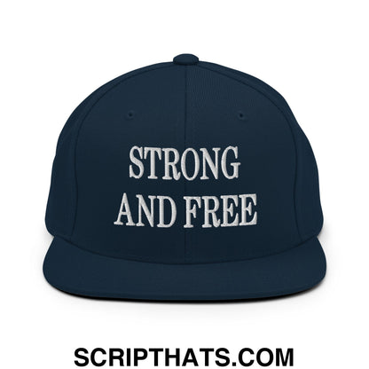 Canada Strong and Free Embroidered Flat Brim Bill Snapback Hat Dark Navy
