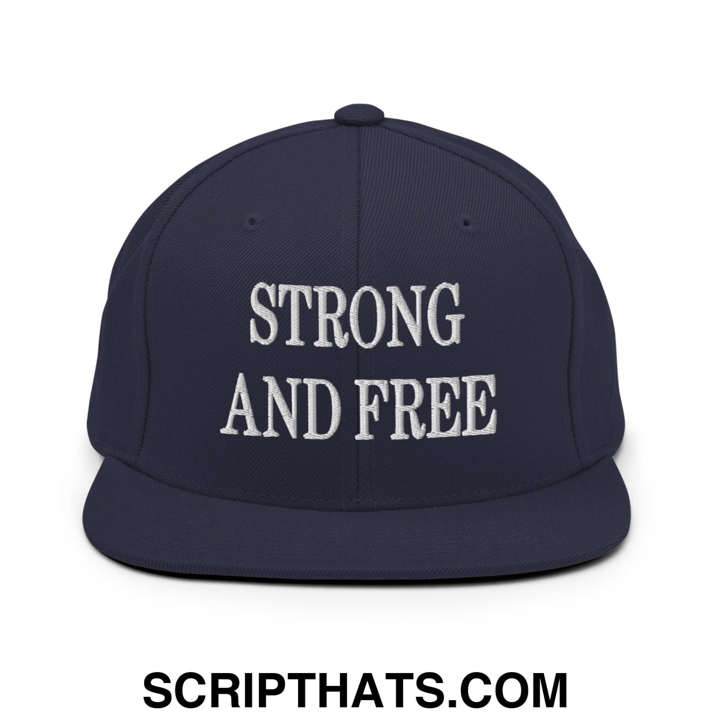 Canada Strong and Free Embroidered Flat Brim Bill Snapback Hat Navy