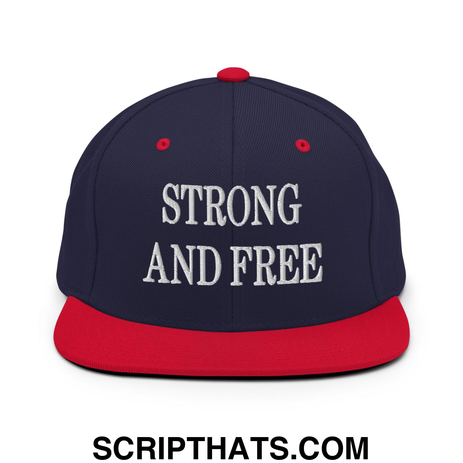 Canada Strong and Free Embroidered Flat Brim Bill Snapback Hat Navy Red