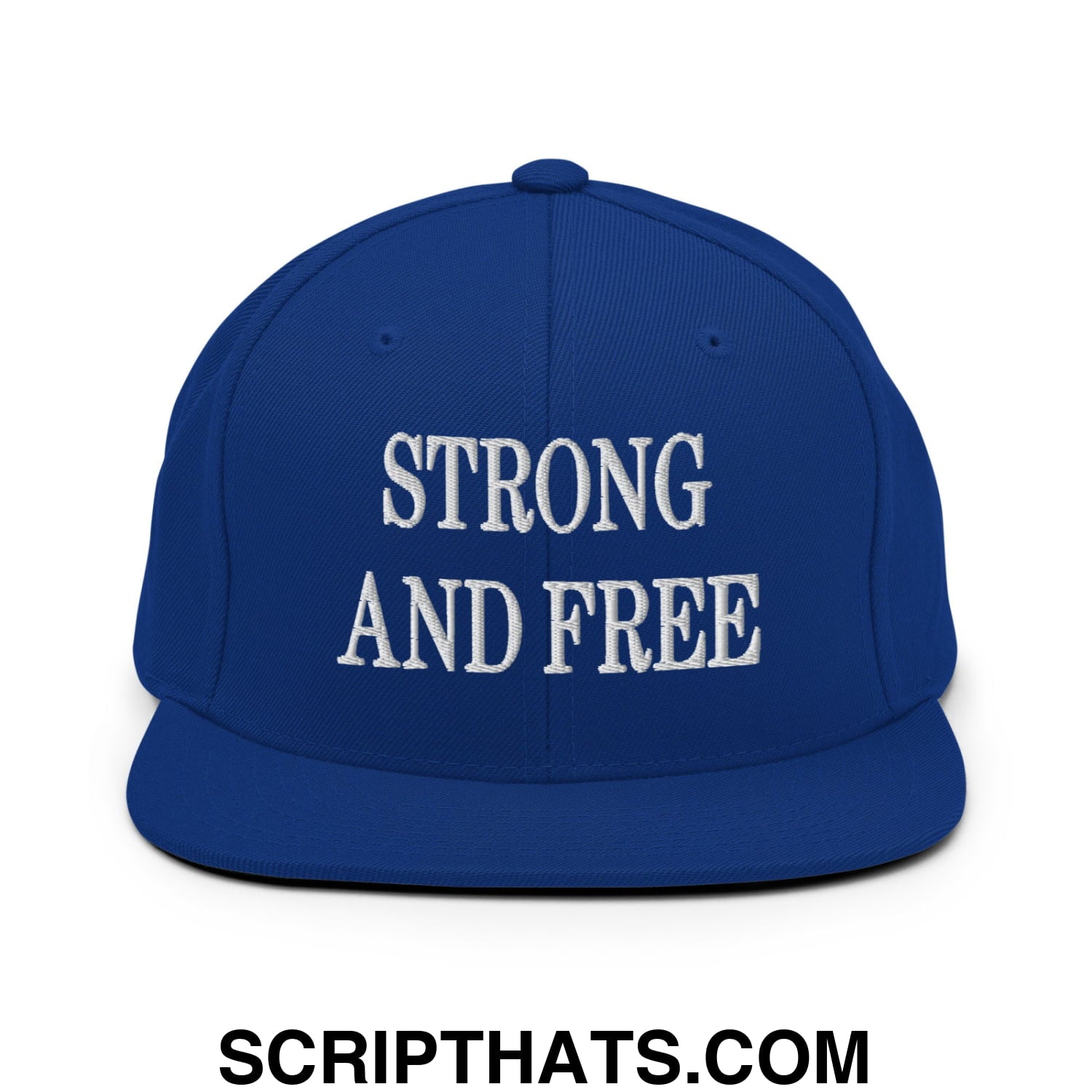 Canada Strong and Free Embroidered Flat Brim Bill Snapback Hat Royal Blue