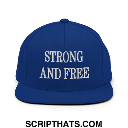 Canada Strong and Free Embroidered Flat Brim Bill Snapback Hat Royal Blue
