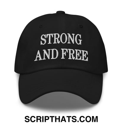 Canada Strong and Free Embroidered Unstructured Dad Hat Black
