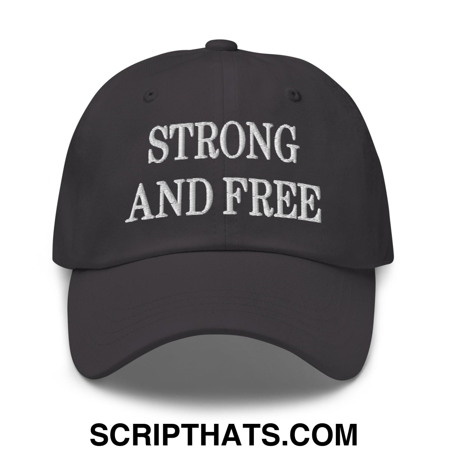 Canada Strong and Free Embroidered Unstructured Dad Hat Dark Grey