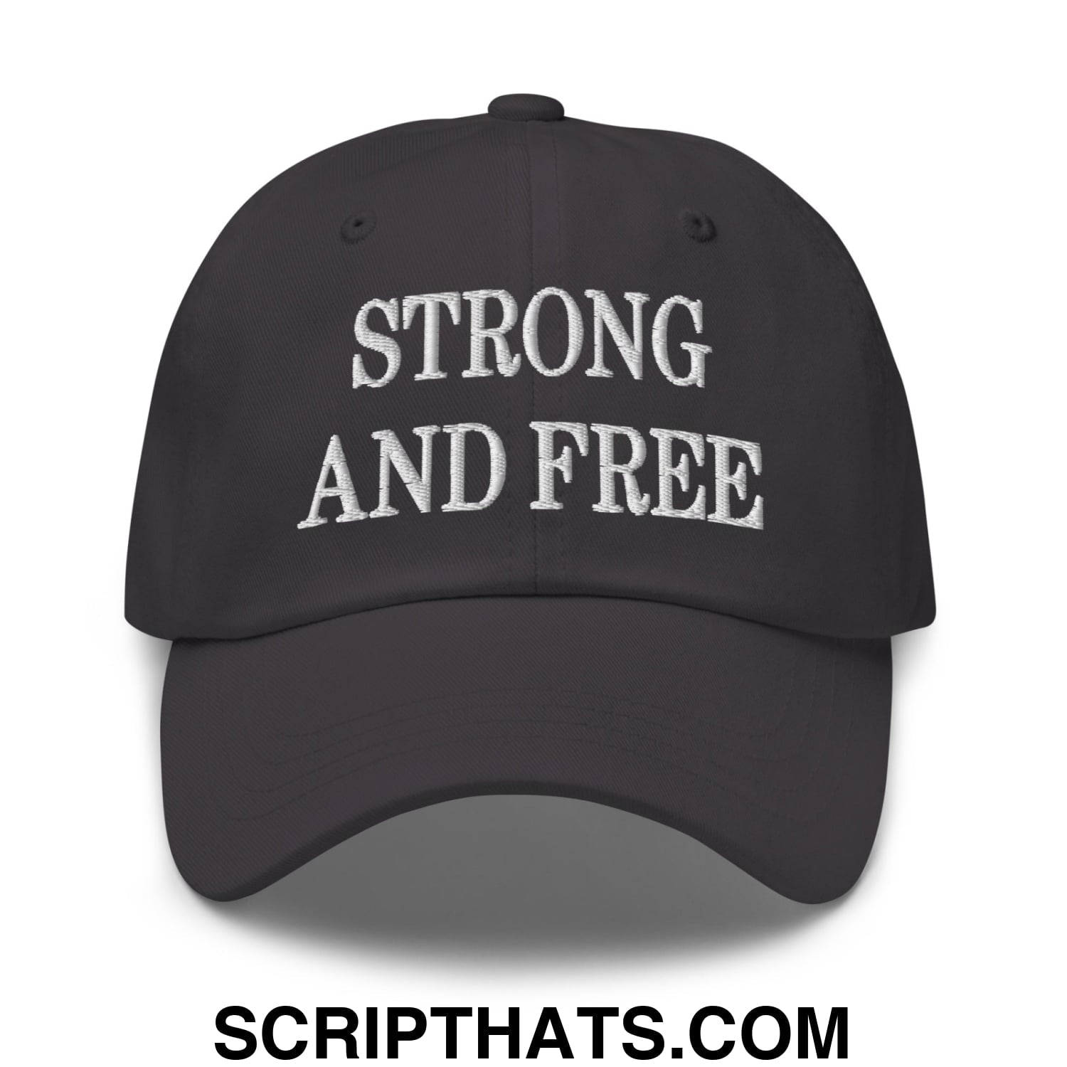 Canada Strong and Free Embroidered Unstructured Dad Hat Dark Grey
