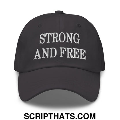 Canada Strong and Free Embroidered Unstructured Dad Hat Dark Grey