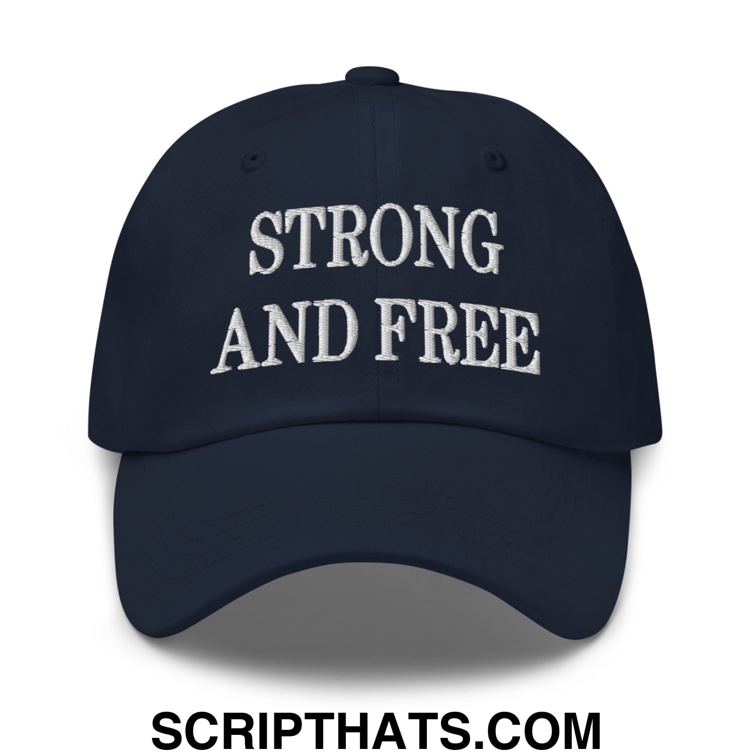 Canada Strong and Free Embroidered Unstructured Dad Hat Navy