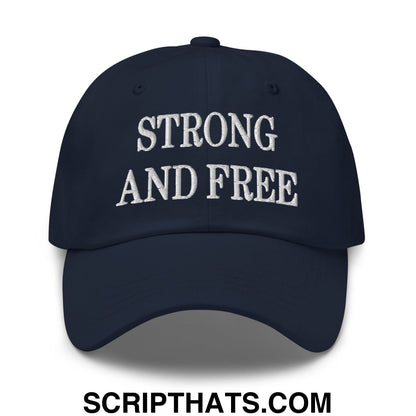 Canada Strong and Free Embroidered Unstructured Dad Hat Navy