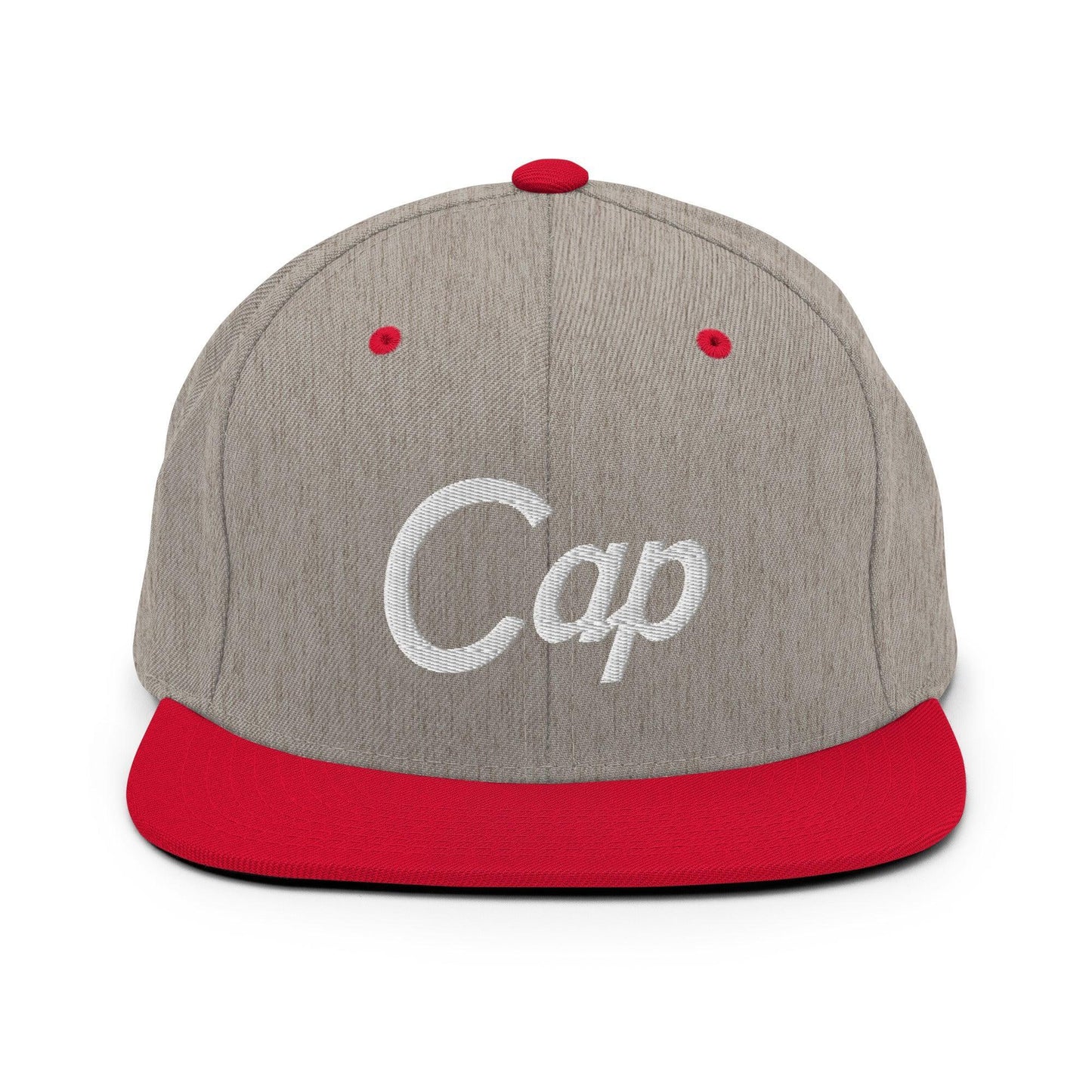 Cap Script Snapback Hat Heather Grey/ Red