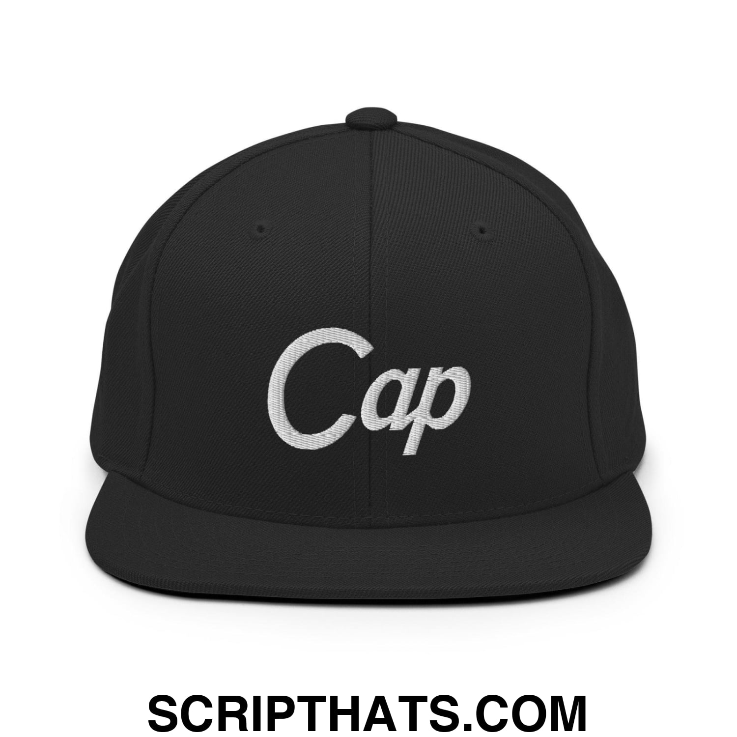 Cap Vintage Sports Script Snapback Hat Black