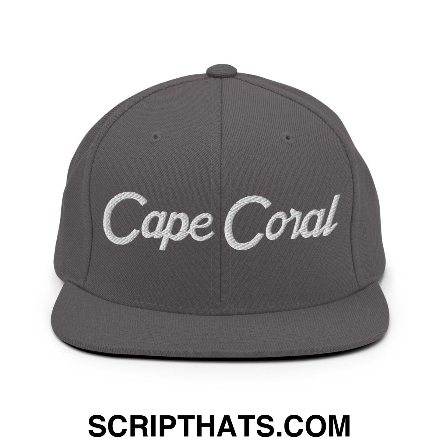 Cape Coral Script Snapback Hat Dark Grey