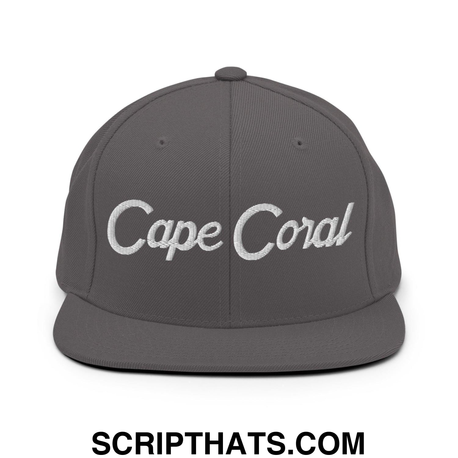 Cape Coral Script Snapback Hat Dark Grey