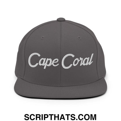 Cape Coral Script Snapback Hat Dark Grey